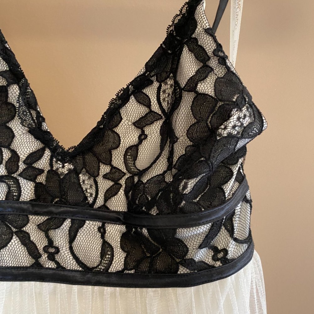 Stunning Black & White Lace Full Length Dress